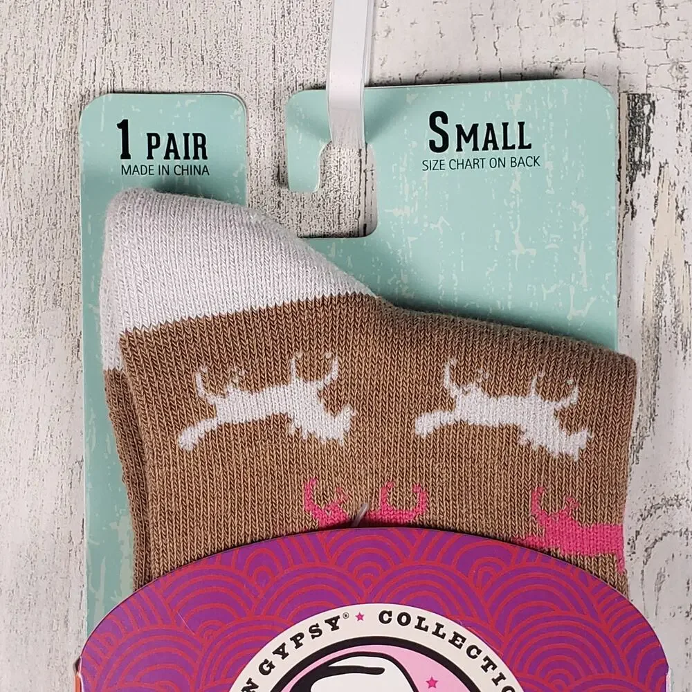 NWT Justin Boots Fashion Cushioned Sole Horse Crew Socks Women's Size Small